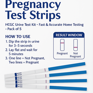 Pregnancy Test Strips Pack – HCG Urine Test Kit – Fast & Accurate Home Testing – (Pack of 5)