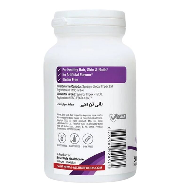 Alltime Bitin 5K (Biotin 5000mcg), 60 Tablets