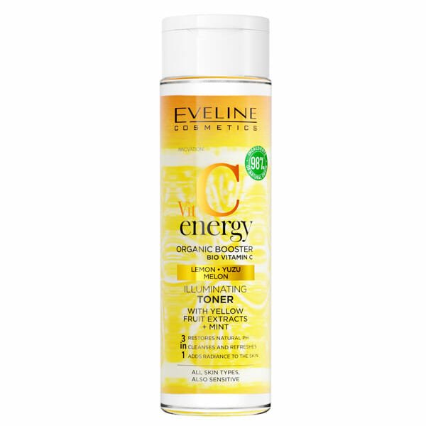 Eveline VITAMIN C ENERGY ORGANIC BOOSTER LEMON YUZU MELON ILLUMINATING TONER 200ml