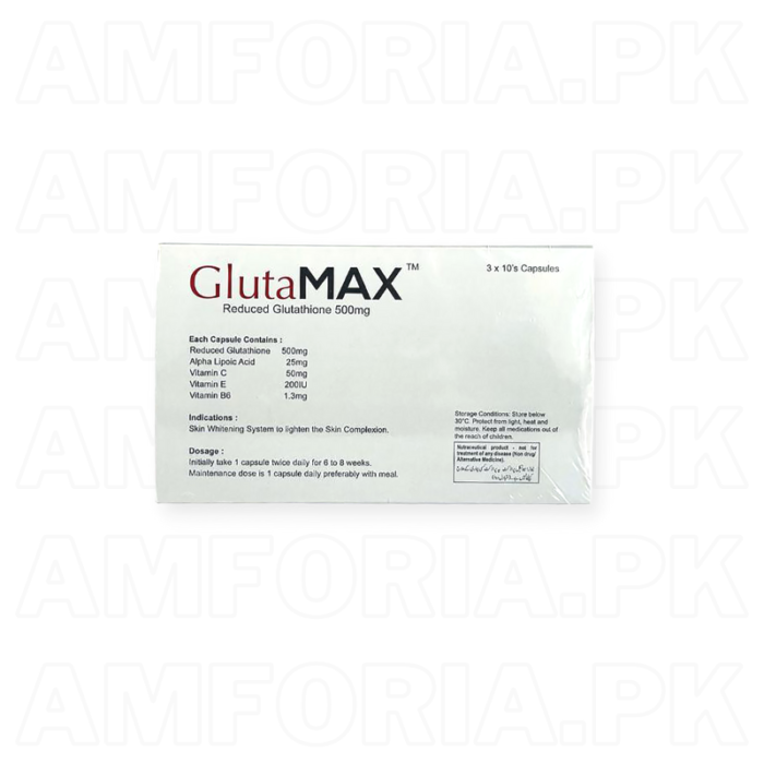 GlutaMax Whitening Capsules 500mg 30 Capsule-Amforia.pk (1)