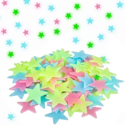 Pack Of 100 3D Stars Glow In The Dark Wall Stickers Luminous Fluorescent For Kids Baby Room Bedroom Ceiling Home Decor Shine On Glowing Living Decal