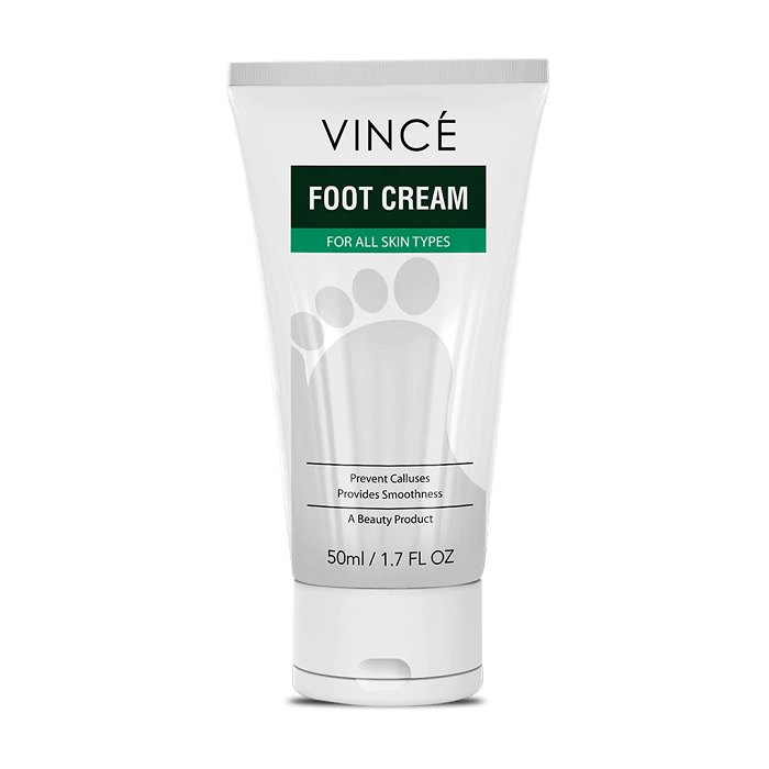 Get rid of calluses & rough patches of your dry feet to make them feel soothed, moisturized, and attractive foot care with Vince foot cream. This nourishing cream is a unique blend of organic ingredients and oils that soothe the rough cracking, calluses, and dry skin of your feet & helps to repair hard and cracked feet to leave them moisturized without any sticky residue. This foot and heel cream contains the natural emollient paraffin oil, which creates a protective layer on the skin that helps retain hydration & makes the skin soft and supple.