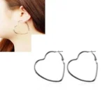 Heart Shape Hoop Earrings Elegant Simple Style Iron Jewelry